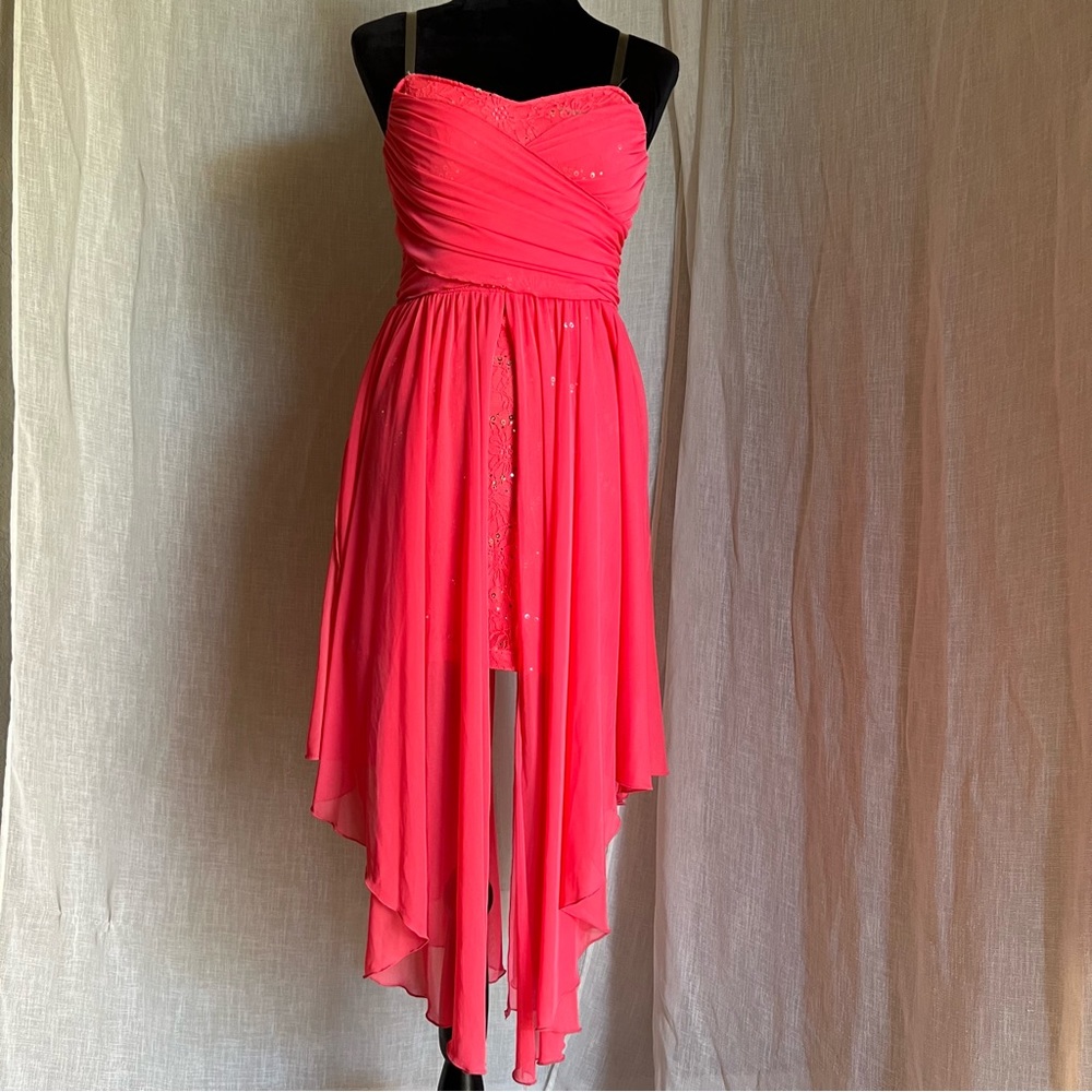 Coral Pink Mini Formal Dress.